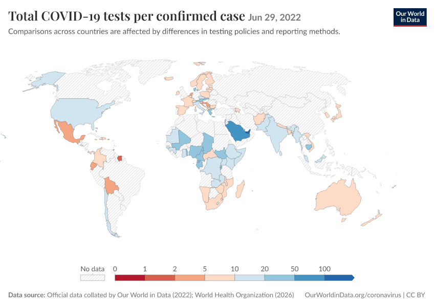 A thumbnail of the "Total COVID-19 tests per confirmed case" chart