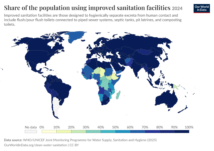 A thumbnail of the "Share of the population using improved sanitation facilities" chart